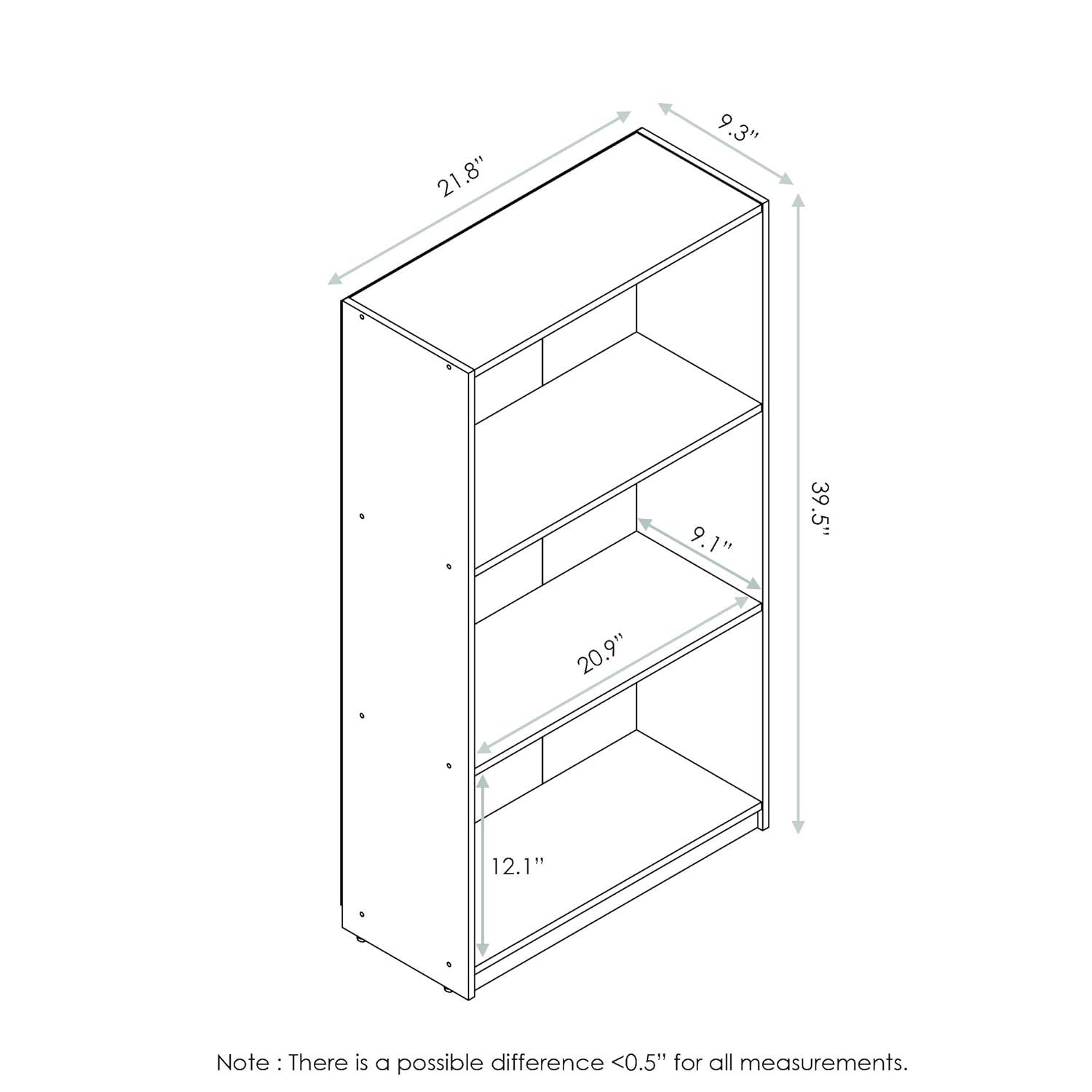 Basic 3-Tier Bookcase Storage Shelves, Sonoma Oak
