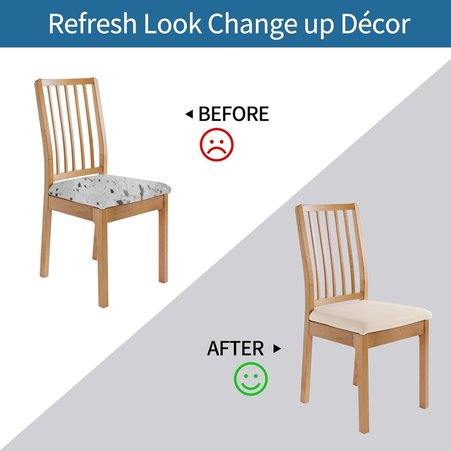 Furrygo Washable 4 Pieces Polyester Dining Chair Slipcovers, Navy