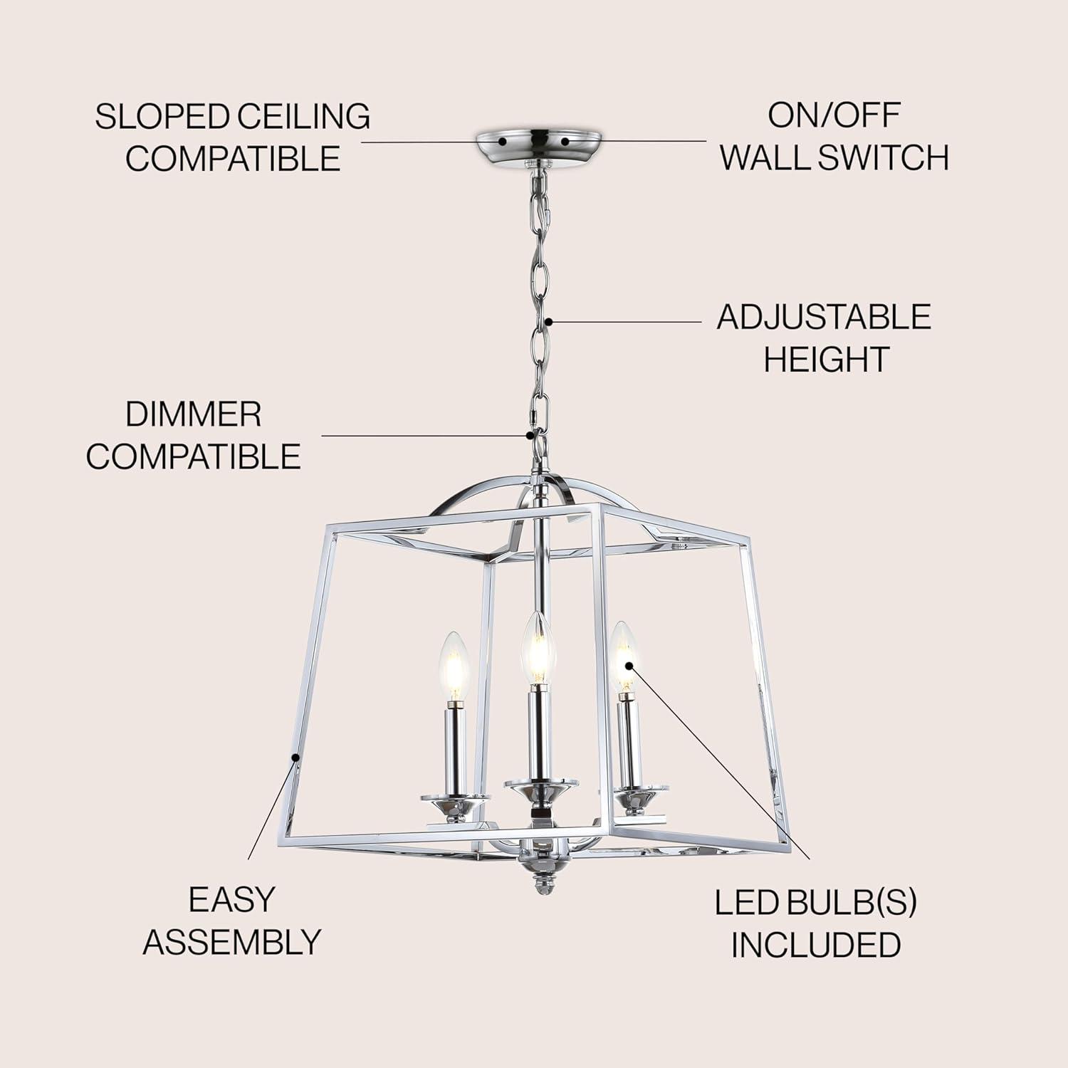 Gloria 14.5" 3-light Metal LED Pendant, Chrome