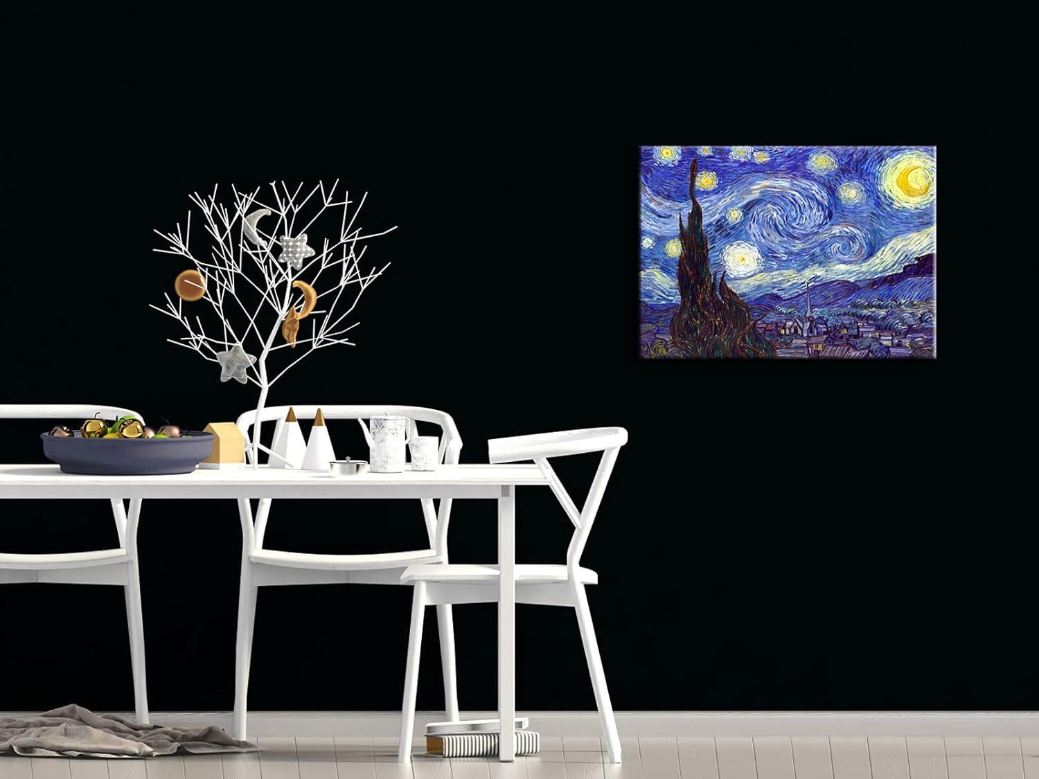 Wieco Art Starry Night Abstract Canvas Prints Wall Art of Van Gogh Famous Artwork Modern Gallery Wrapped Classic Sky Star Pictures Artwork for Living Room Home Office Decorations