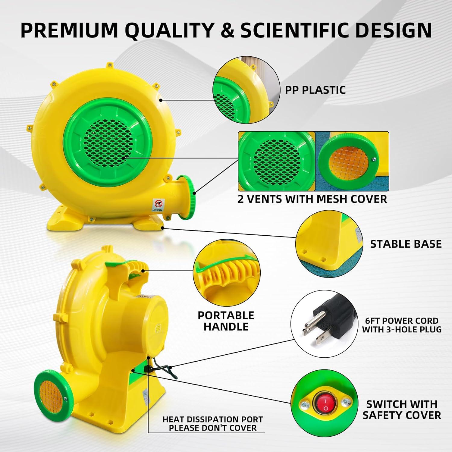 Costway Air Blower Pump Fan 480 Watt 0.6HP For Inflatable Bounce House Bouncy Castle