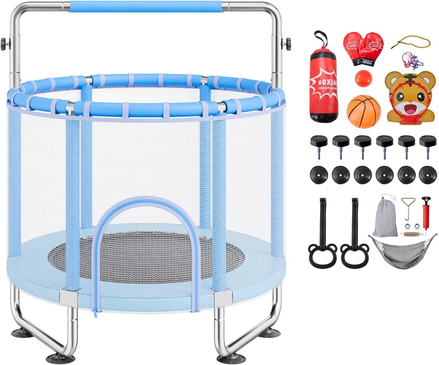 VEVOR 55" Trampoline for Kids Mini Toddler Trampoline with Net Indoor Outdoor