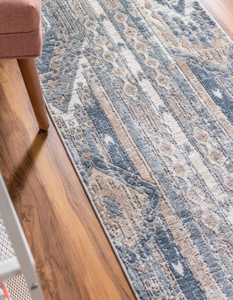 Unique Loom Portland Collection Area Rug - Orford (2' 2" x 12' Runner Navy Blue/Blue)