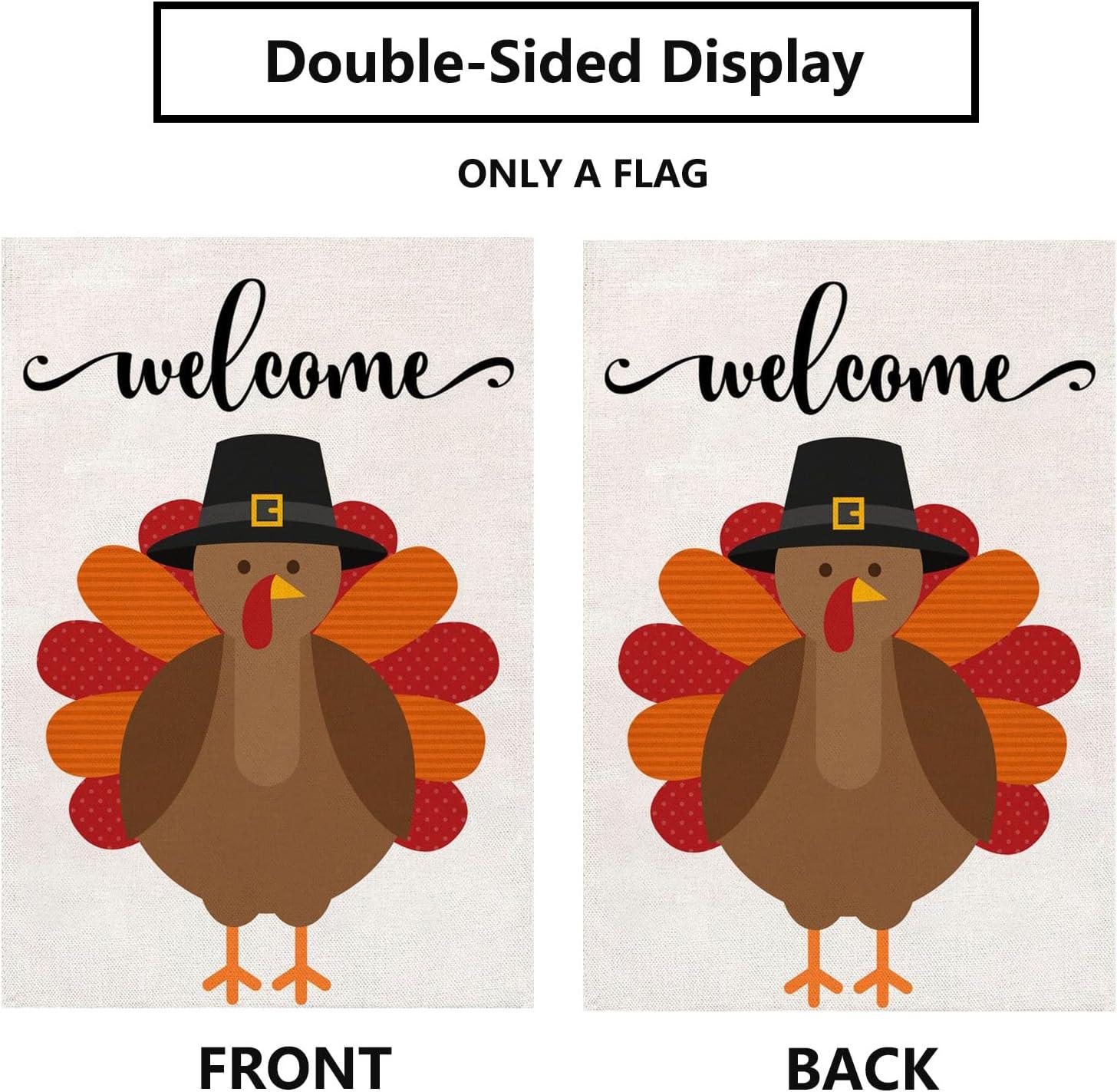 Thanksgiving Garden Flag,Happy Thanksgiving Flags 12 x 18 Inch Thanksgiving House Flag Double-Sided 2 Layer Thanksgiving Turkey House Flag For Thanksgiving Decoration