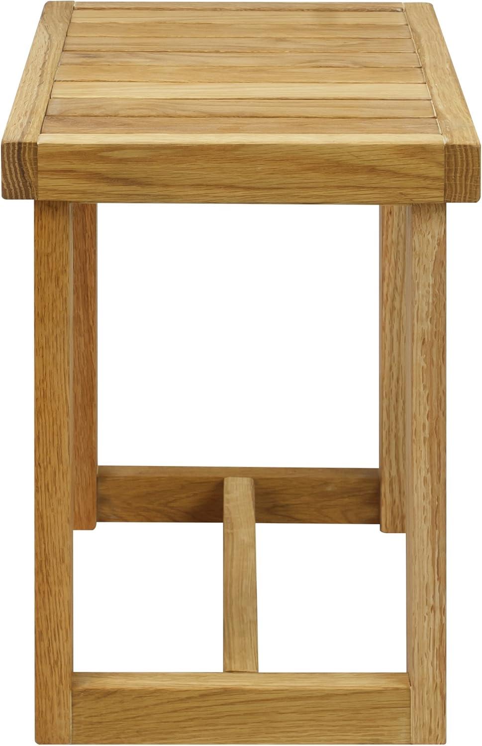 18" Natural Oak Wood Shower Bench with Slatted Seat