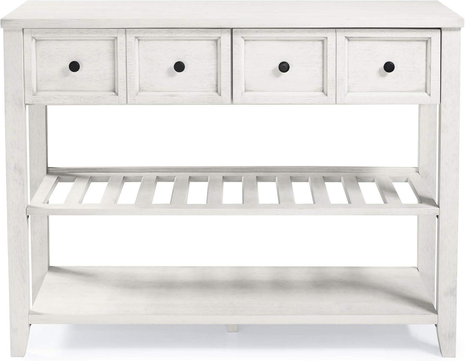 Walker Edison Modern Farmhouse Wood Buffet Sideboard Entryway Serving Storage Cabinet Doors-Dining Room Console, 48 Inch, White