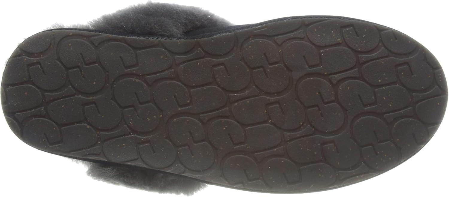 Black Genuine Suede Shearling Slide-On Mules