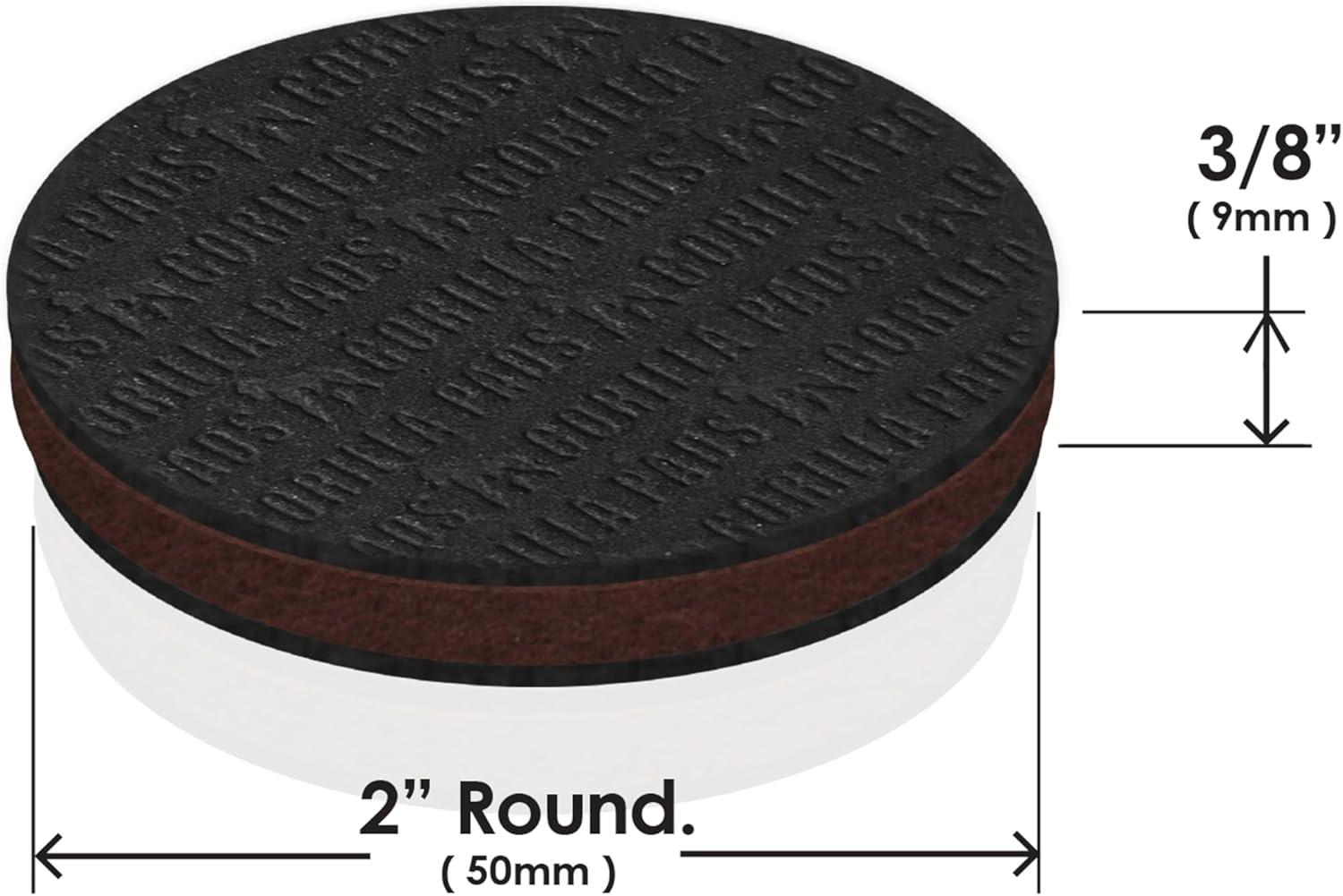 Slipstick 5020830 2 x 2 in. Black Round GorillaPads Rubber Self Adhesive Gripper Pad, 8 per Pack - Pack of 6