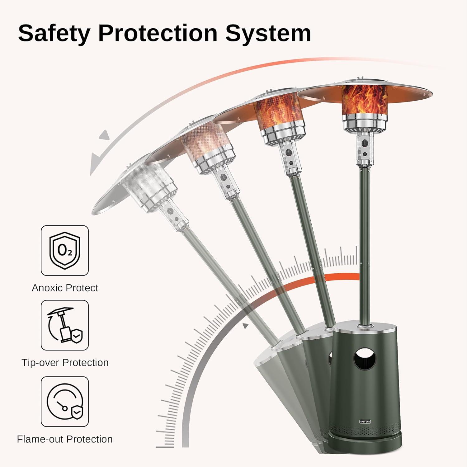 Green Stainless Steel Propane Patio Heater with Table