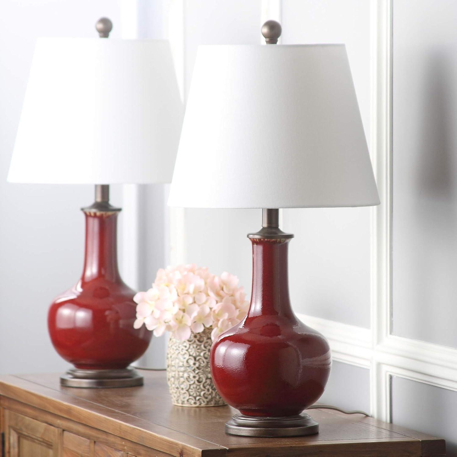 Carolanne Ceramic Lamp (Set of 2) - Red - Safavieh