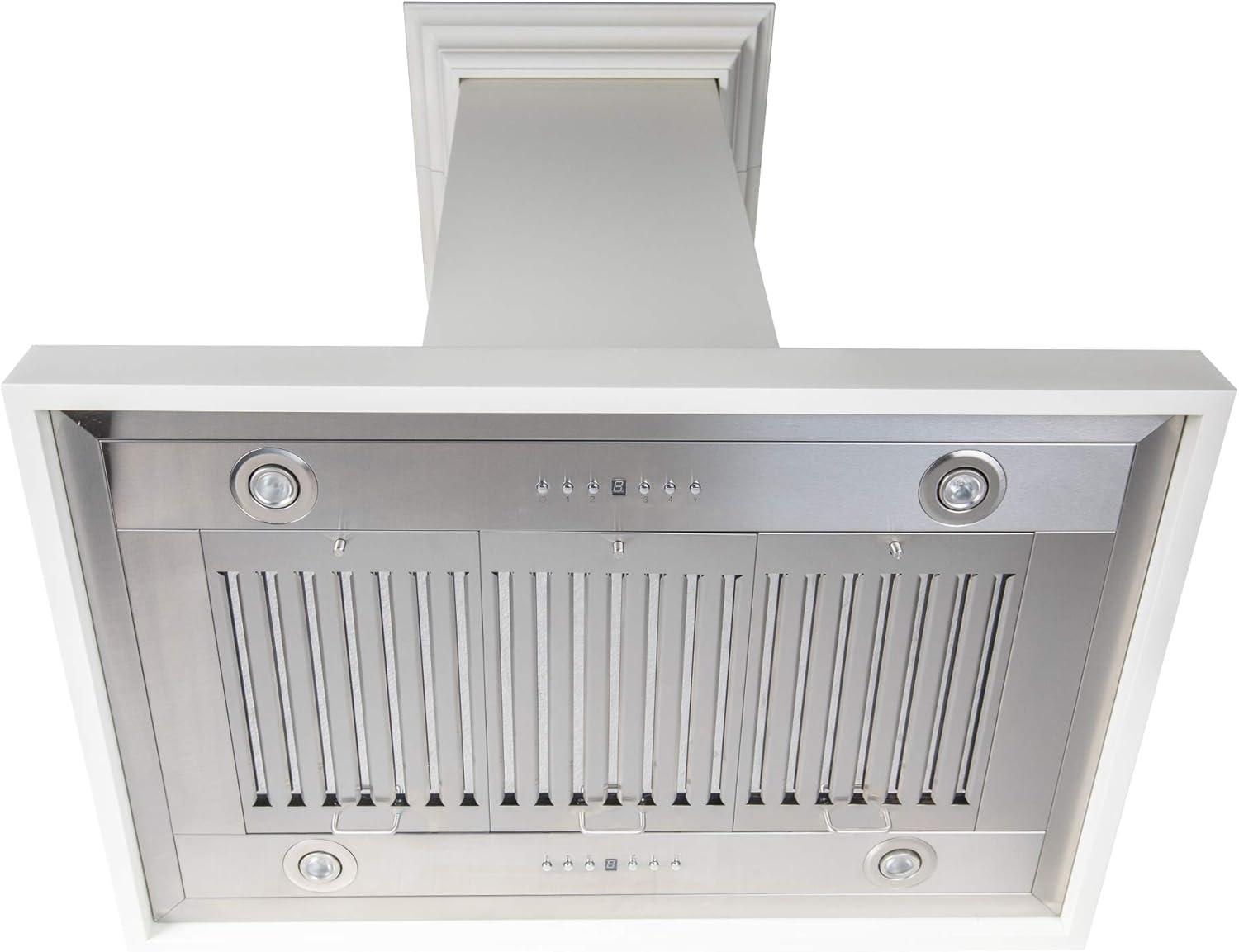 ZLINE 36 in. Wooden Island Mount Range Hood in White - Includes Motor