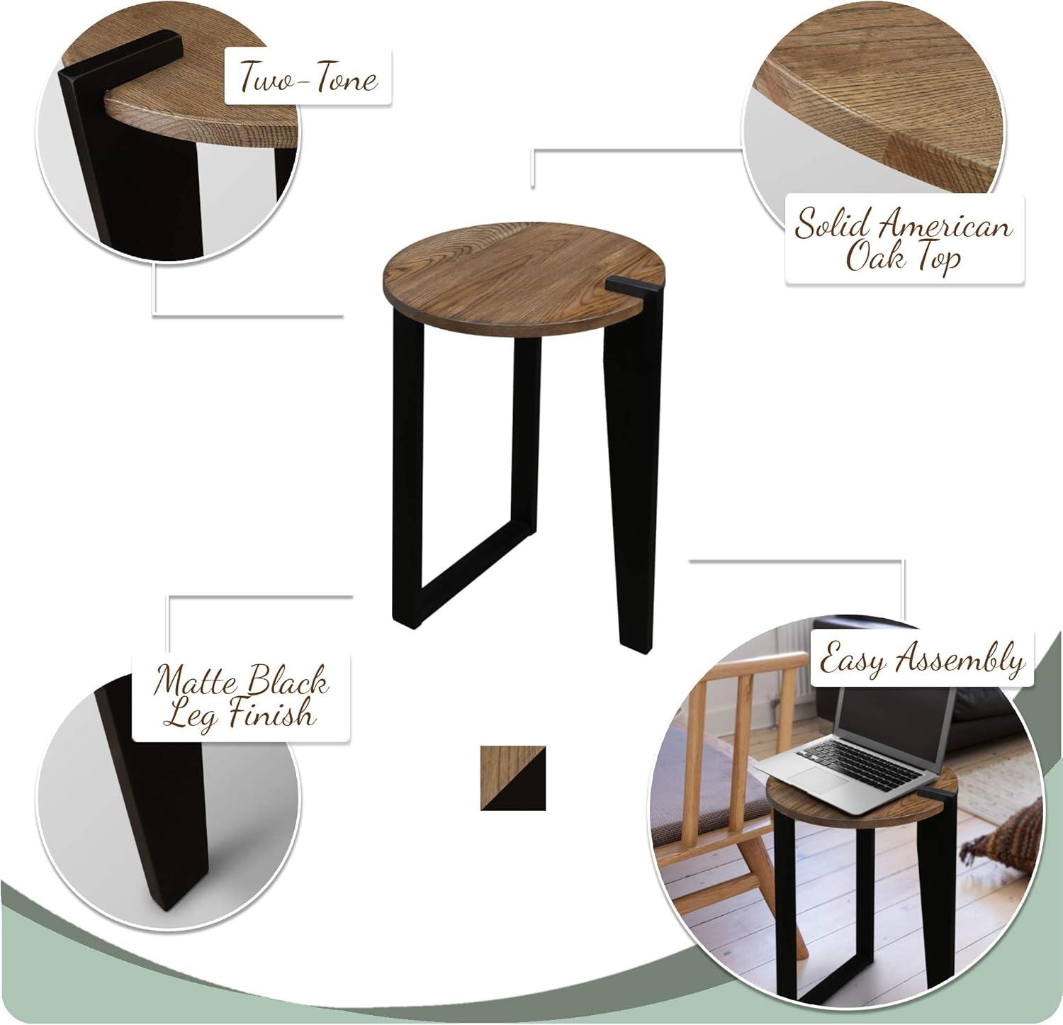 Sundial Two-Tone Forest Gray and Black Round End Table