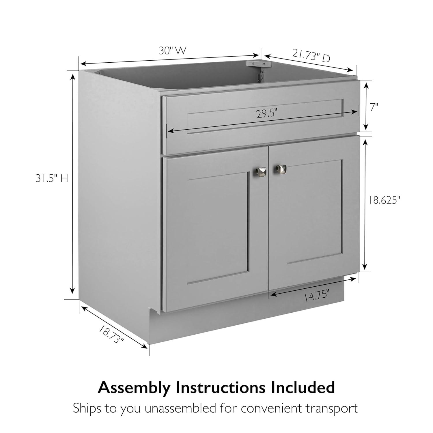 Design House Brookings 30 Inch Bathroom Vanity, Ready to Assemble, Solid Wood, Sherwin Williams – Design House, 587089