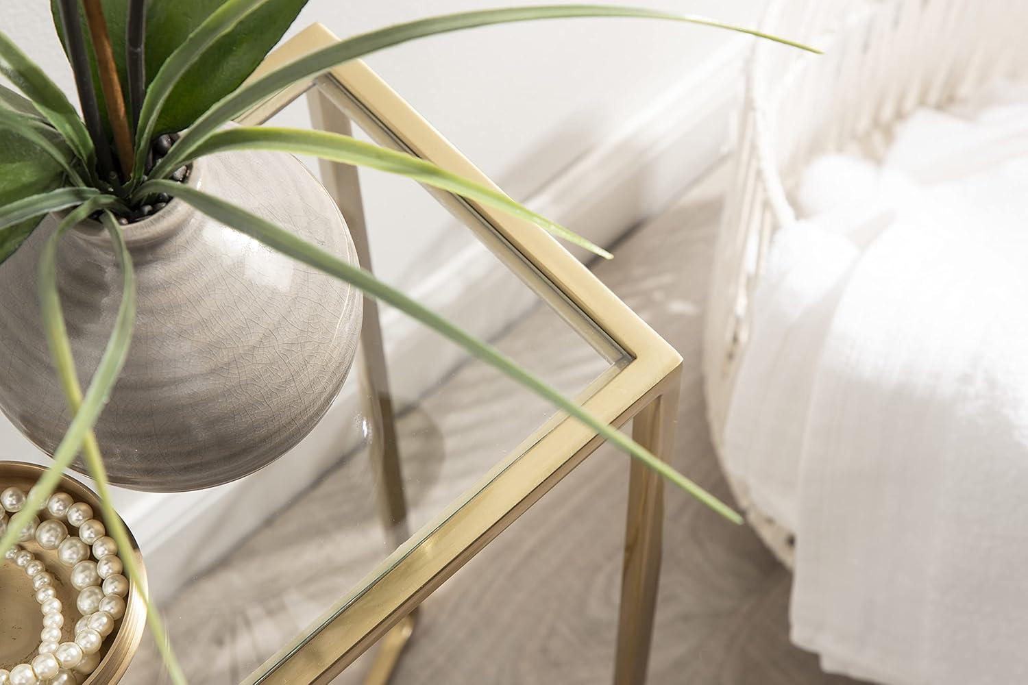 Kate and Laurel Jaspur Rectangle Metal Side Table, 16x8x24, Gold