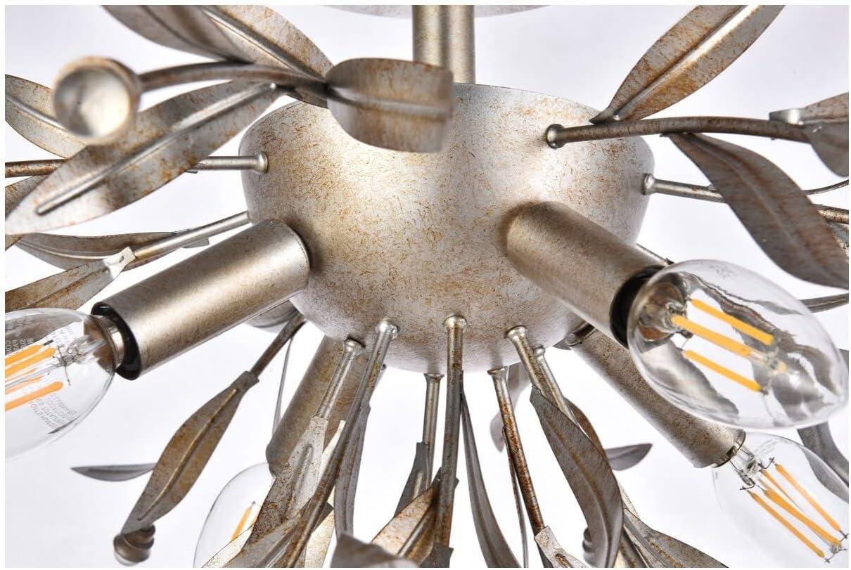 Elegant Lighting Priscilla 18.5 inch flush mount in silver leaf