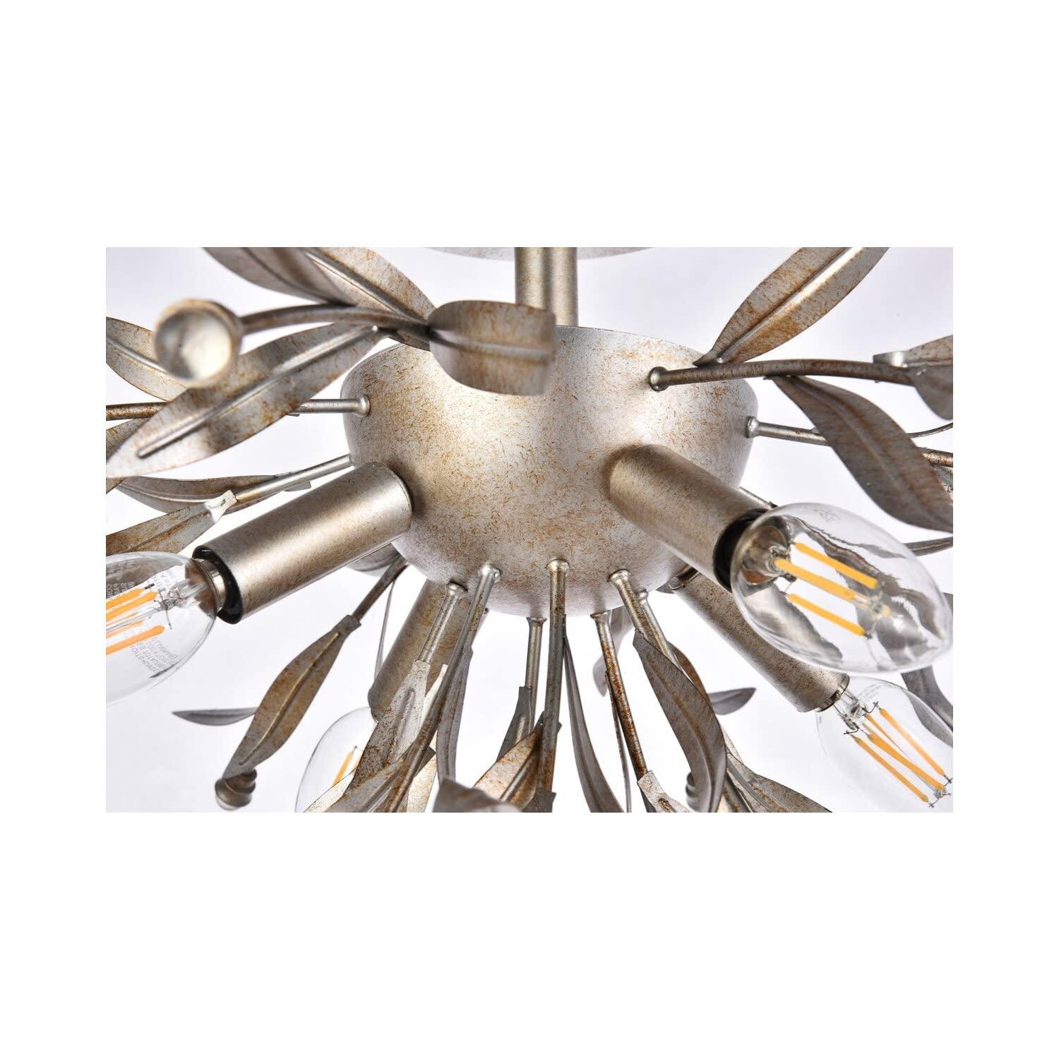 Elegant Lighting Priscilla 18.5 inch flush mount in silver leaf