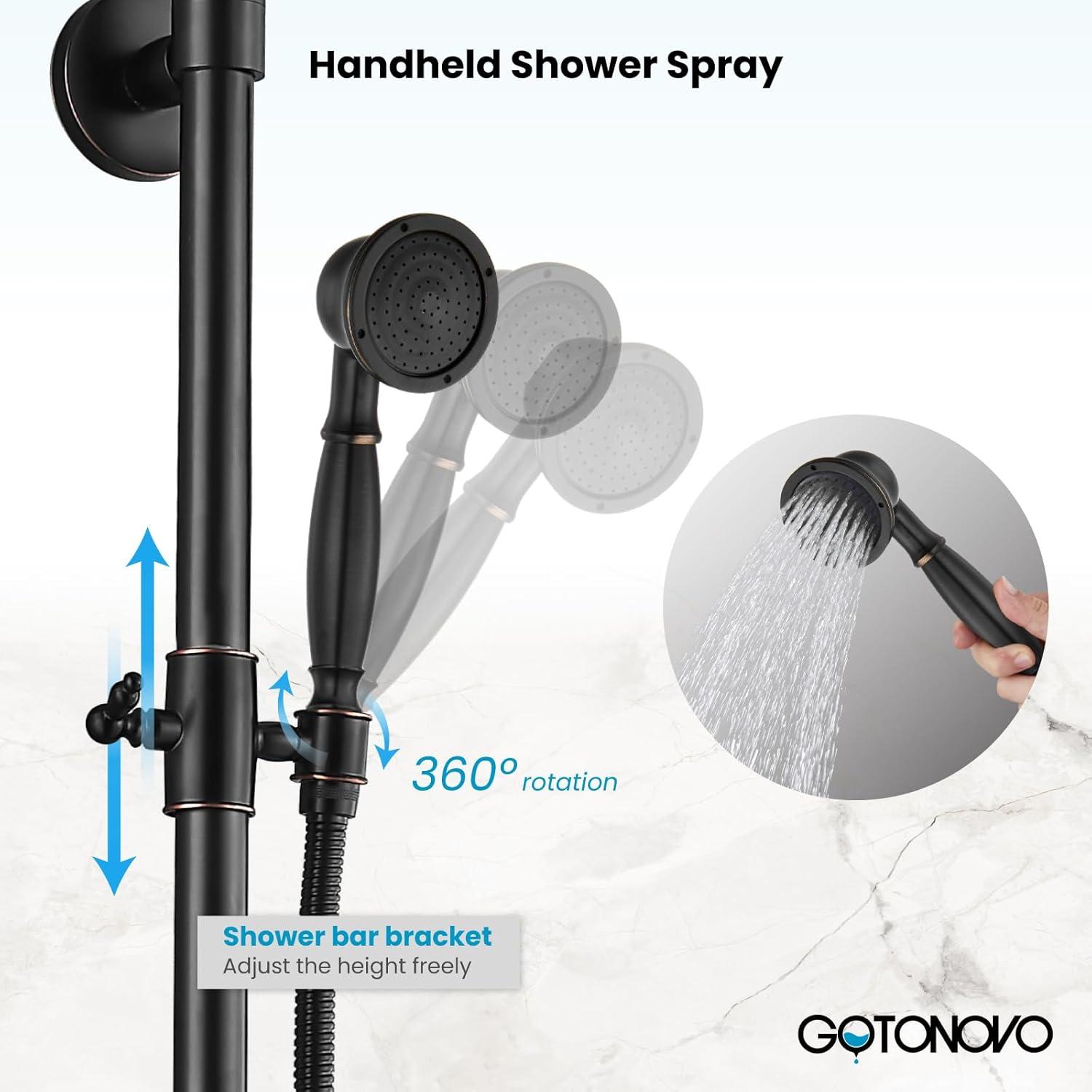 Oil Rubbed Bronze Wall-Mounted Rain Shower System with Handheld