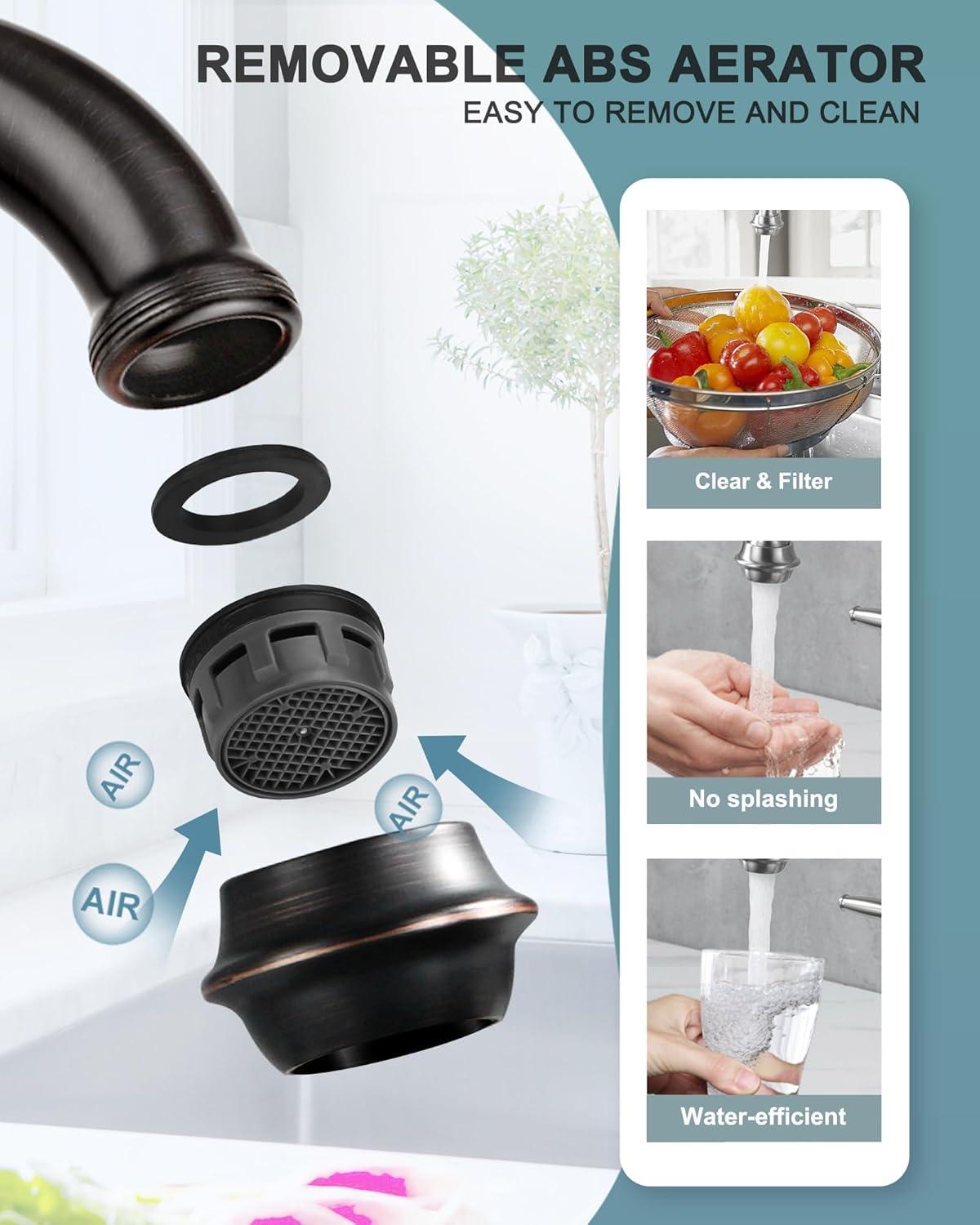 Oil Rubbed Bronze Bridge Kitchen Faucet with Side Sprayer