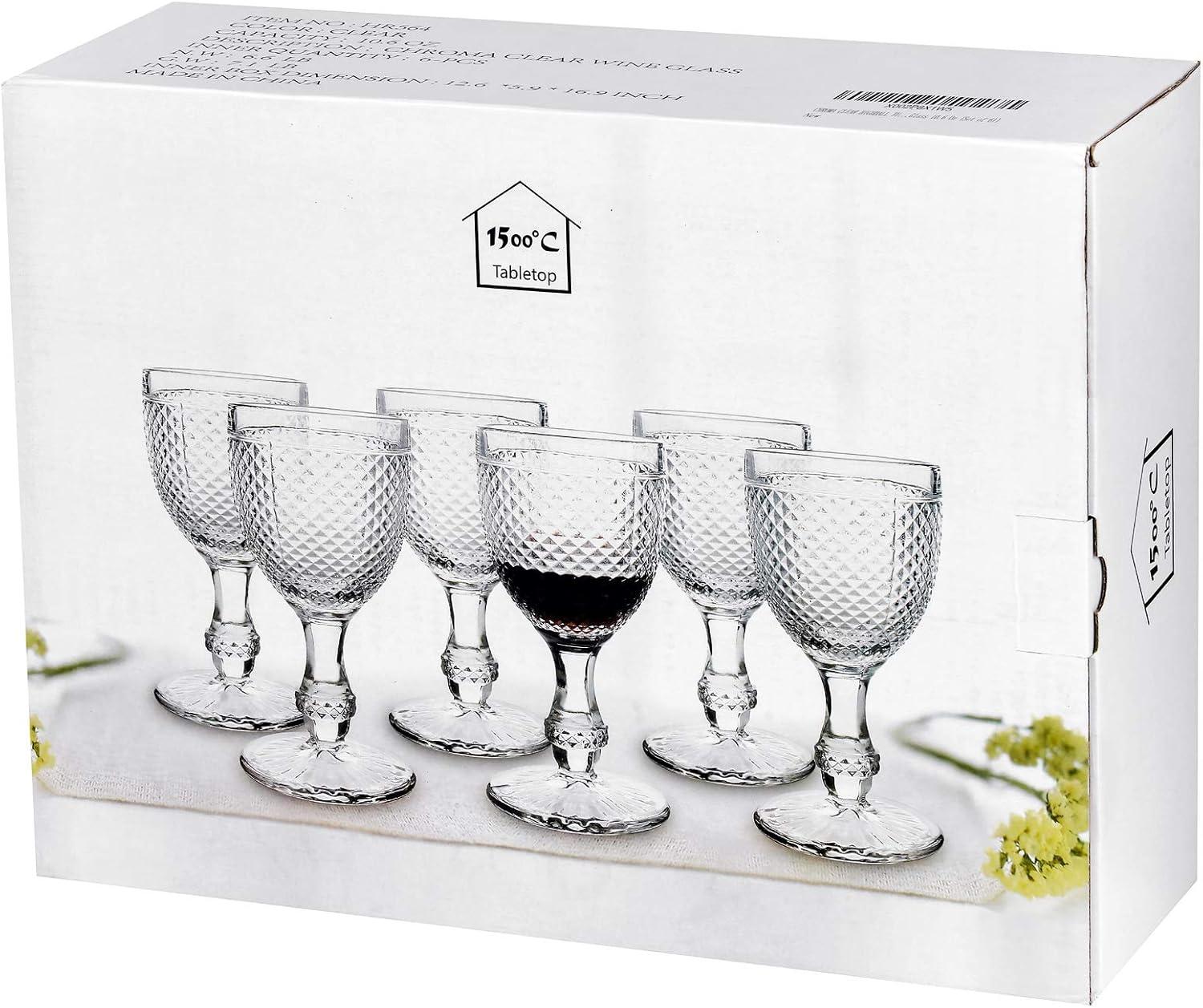 HOMEW Chroma Collection Wine Goblets Glasses set of 6, 10.6 oz