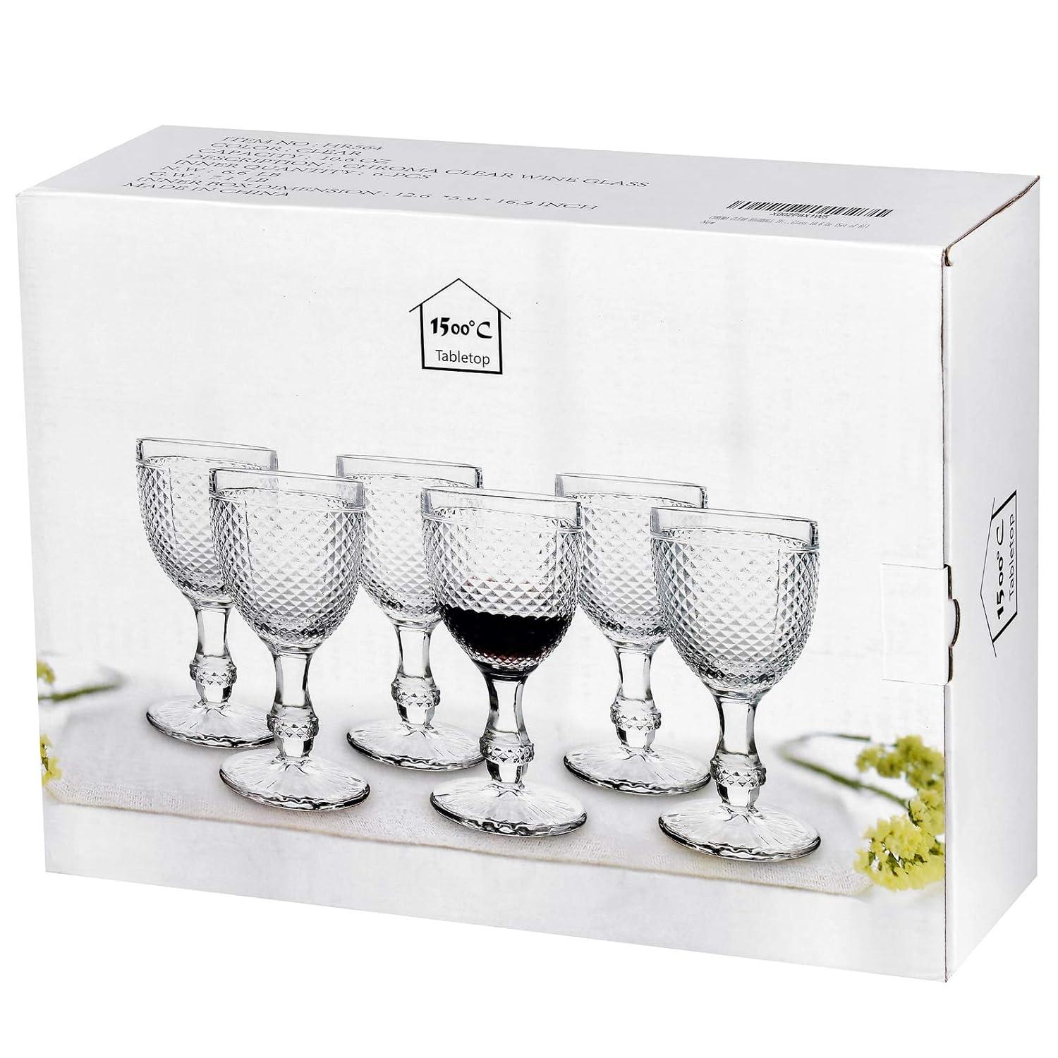 HOMEW Chroma Collection Wine Goblets Glasses set of 6, 10.6 oz