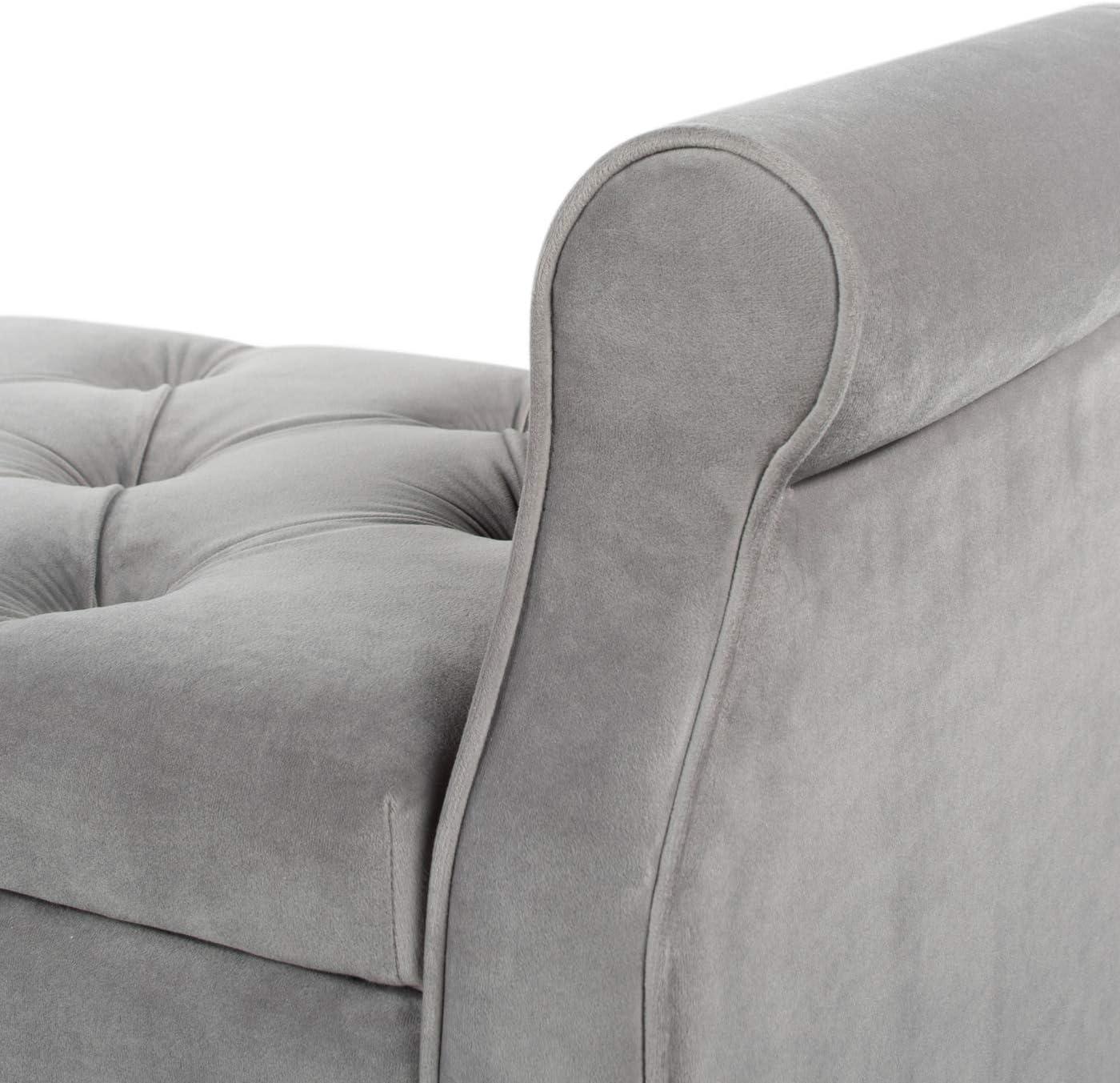 Jacqueline Tufted Roll Arm Storage Bench Grey