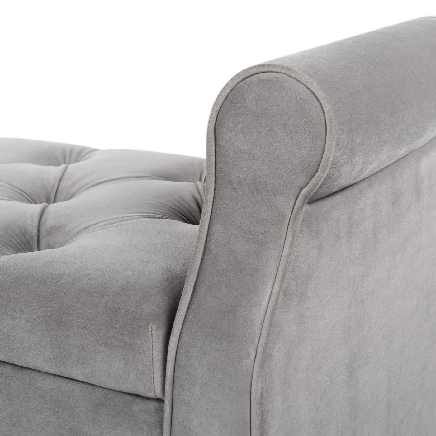 Jacqueline Tufted Roll Arm Storage Bench Grey