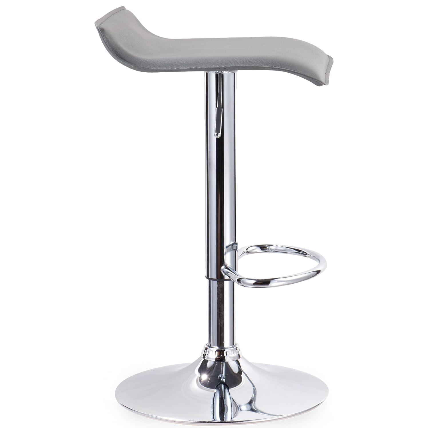 Leick Home 10042GR Adjustable Swivel Stool with Chrome Base, Set of 2, Gray