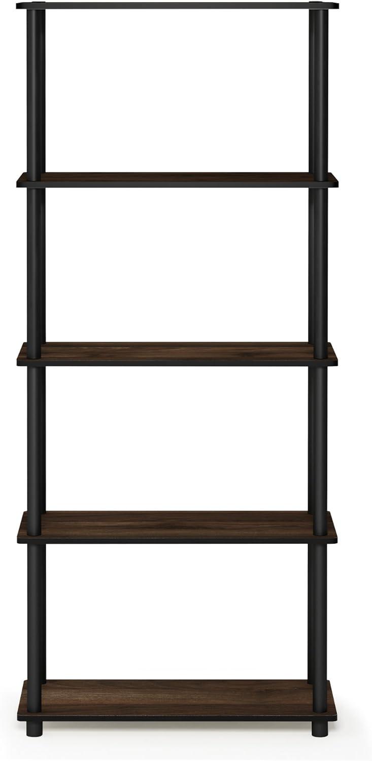 Furinno 23.6 W x 11.6 D x 57.4 H 5-Shelf Decorative Shelves, Brown and Black