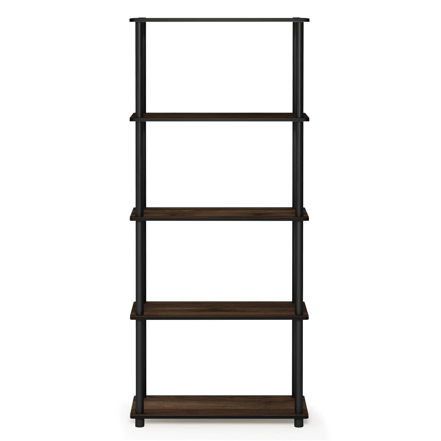 Furinno 23.6 W x 11.6 D x 57.4 H 5-Shelf Decorative Shelves, Brown and Black