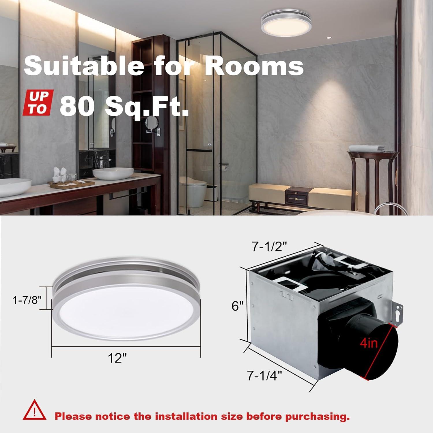 80 CFM Bathroom Exhaust Fan with Light