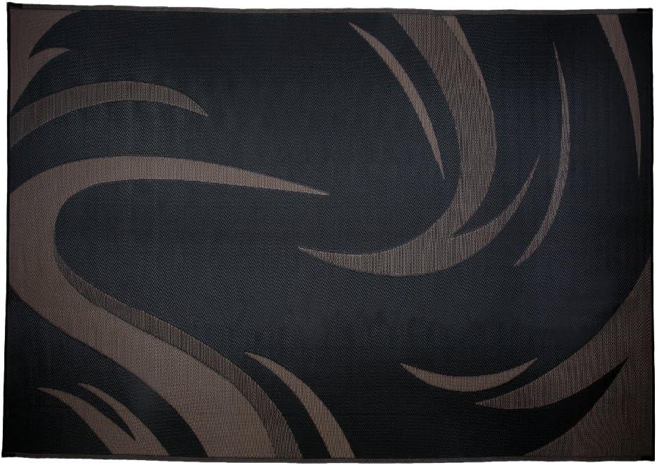 SD8187 8-Feet X 18-Feet Graphic Swish RV Reversible Patio Mat, Brown/Tan