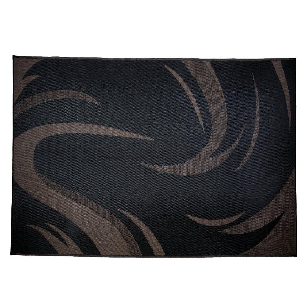 SD8187 8-Feet X 18-Feet Graphic Swish RV Reversible Patio Mat, Brown/Tan