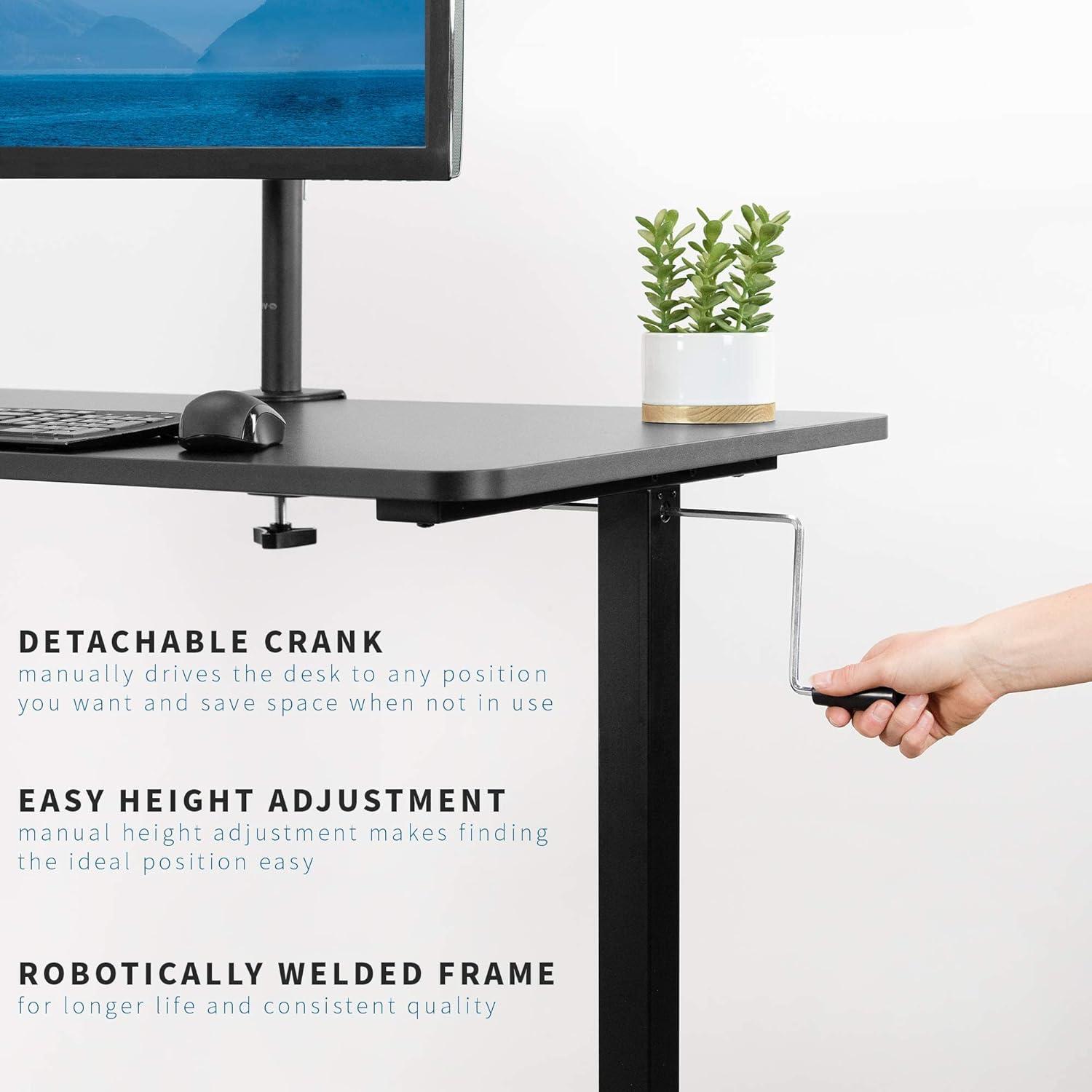 Modern Alloy Steel 55" Black Adjustable Standing Desk