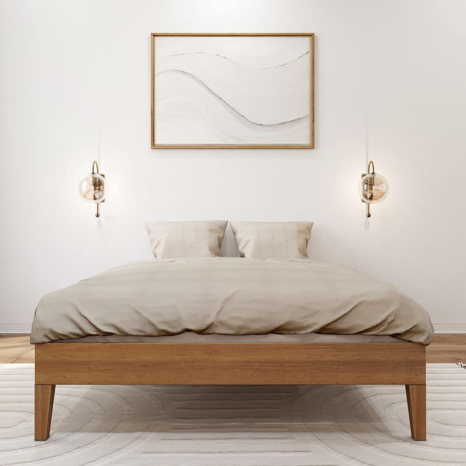 Plank+Beam Solid Wood Full Size Platform Bed Frame,  Matte Pecan