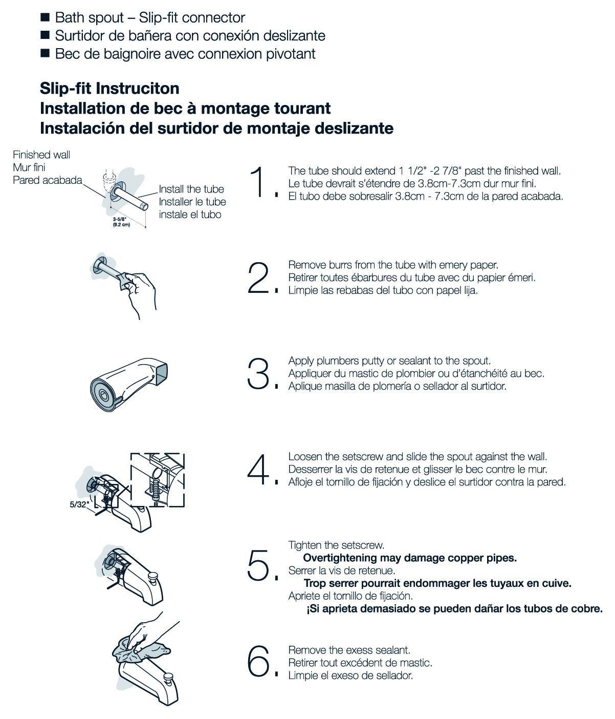 Wall Mounted Tub Spout with Diverter