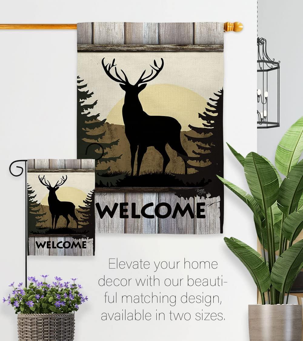 Welcome Deer Nature Wildlife Vertical Garden Flag 13" x 18.5"