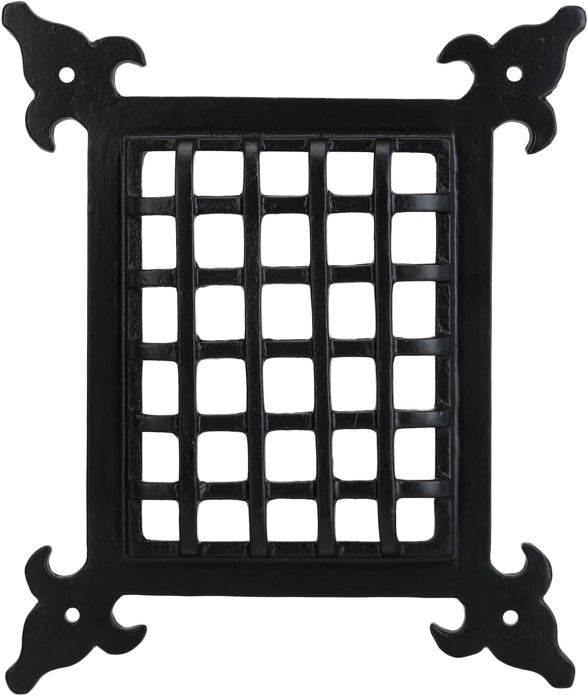 Medium Black Cast Iron Speakeasy Door Grill with Viewing Door