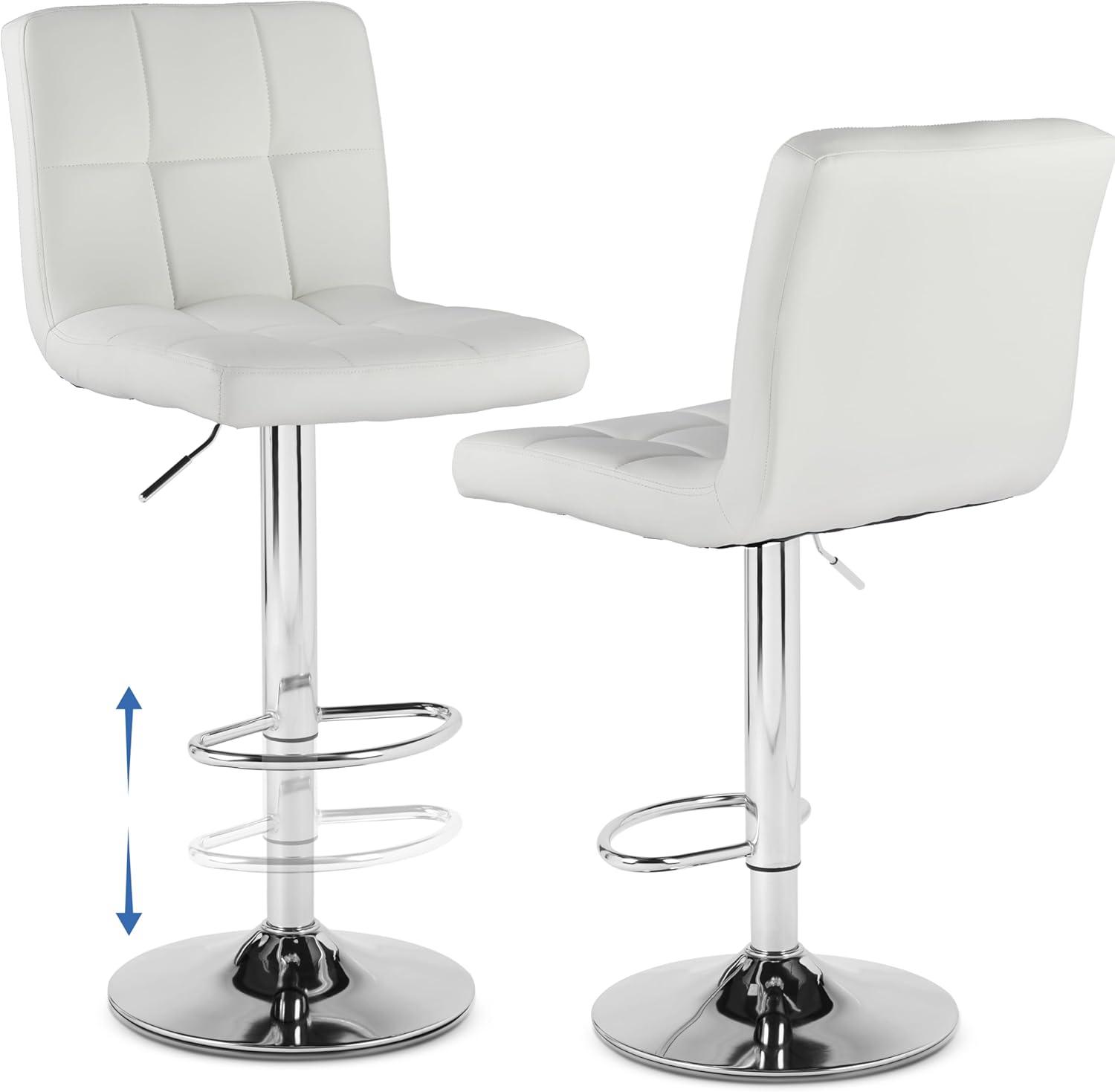 Bar Stools 1 Set Of 2, Counter Height Bar Stools, Square Cushion Bar Stools With Back, Footstool, Cafe, 2 Pieces