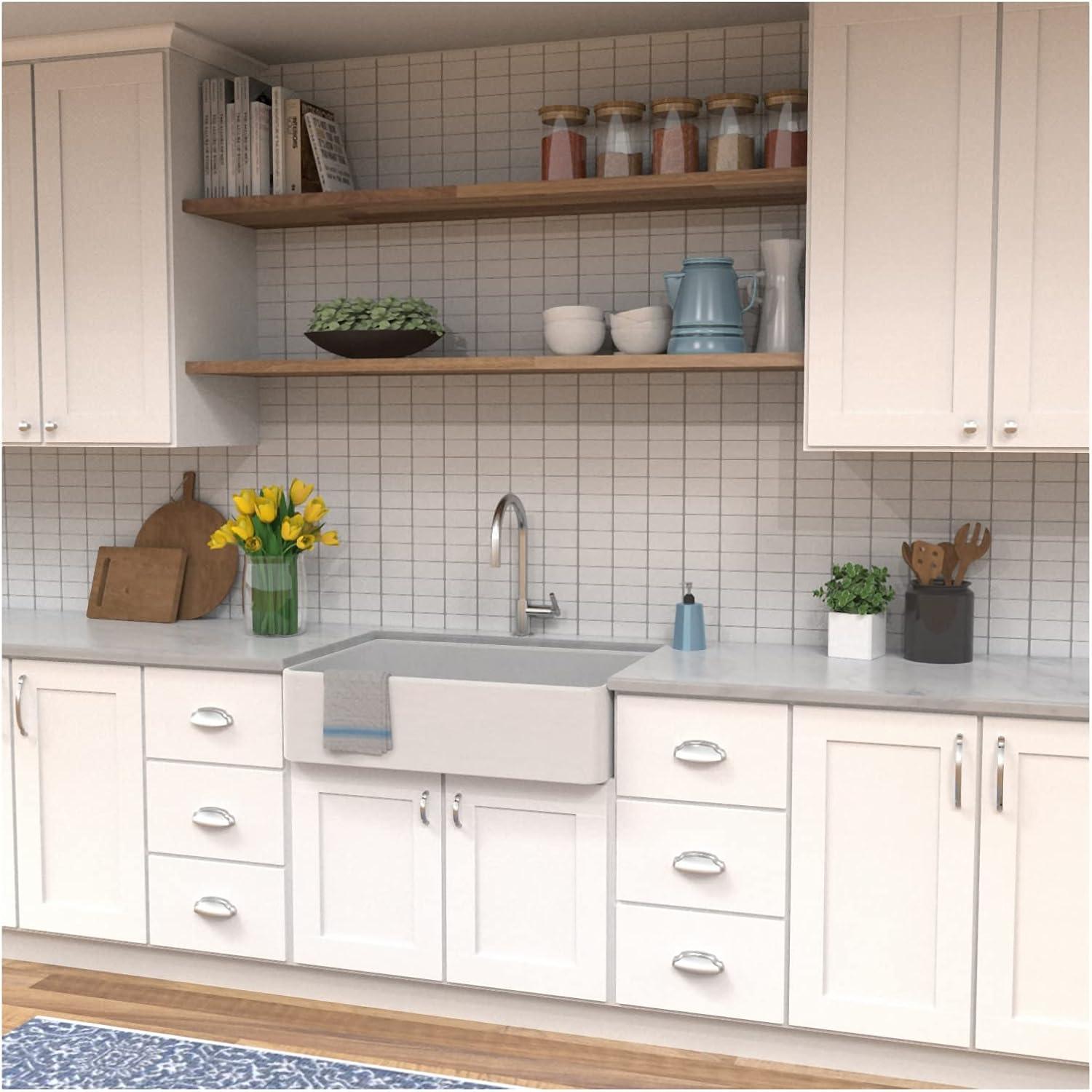 Hickory Hardware Solid Core Kitchen Cabinet Pulls, Luxury Cabinet Handles, Hardware for Doors & Dresser Drawers, 3 Inch Hole Center, Satin Nickel, Veranda Collection(Pack of 10)