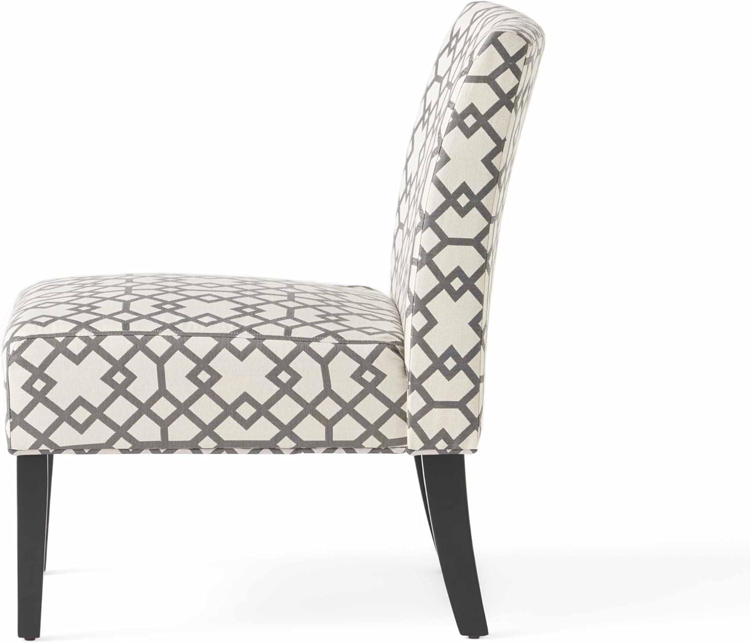 Kassi Accent Chair Gray Geometric Patterned - Christopher Knight Home: Polyester Upholstery, Rubberwood Frame