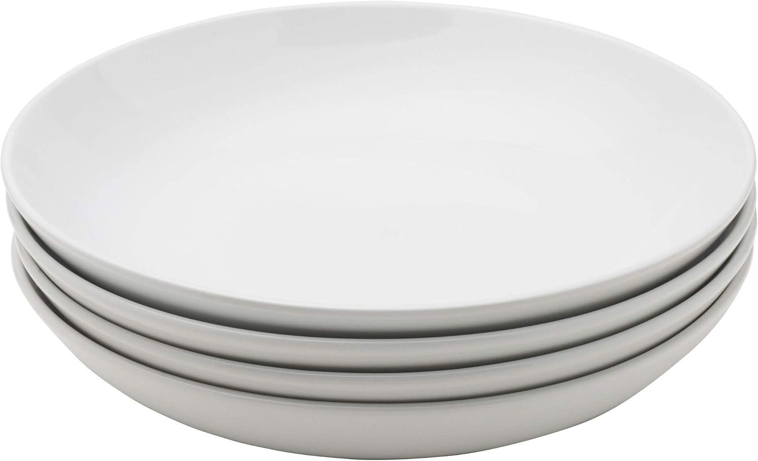 White Ceramic 48 Ounce Pasta Bowls, Set of 4