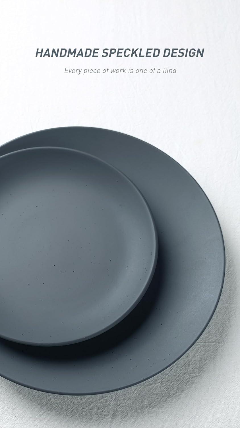 Charcoal Matte Ceramic Round Dinnerware Set for 4