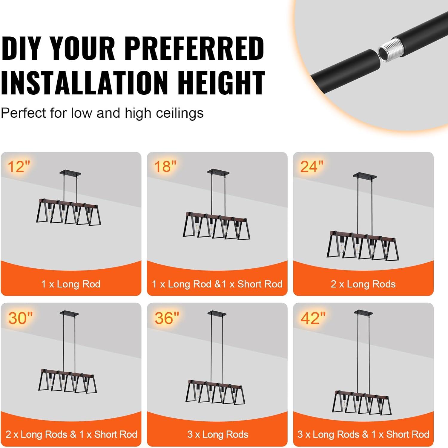 VEVOR 1 - Light Matte Black Chandelier Pendant