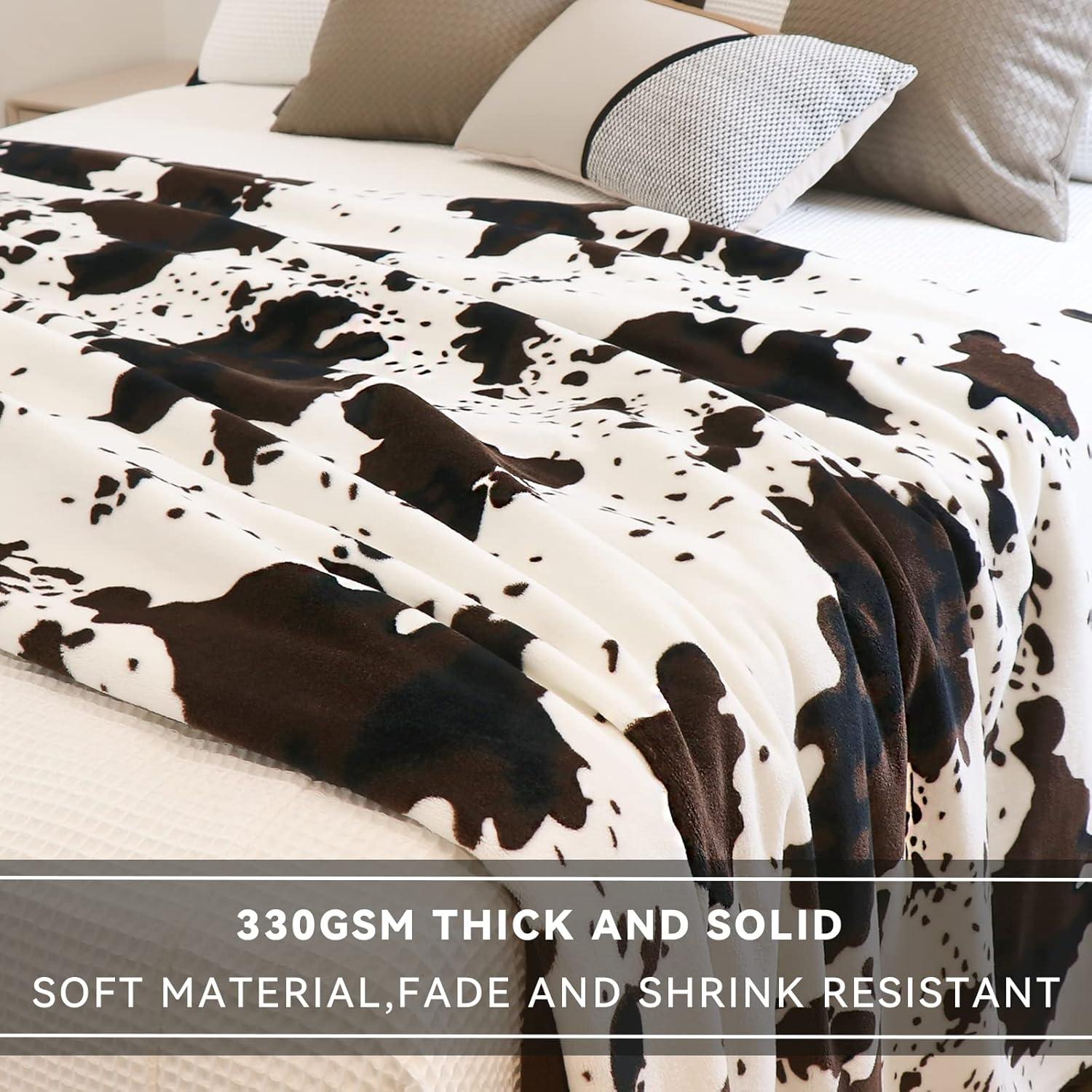 Cow Print Blanket Animal Brown Black Milky White Throw Blankets,Cow Print Blanket for Kids Adults, Soft Cow Blankets and Throws Cowhide Decor for Couch Sofa Bed 40"×50"