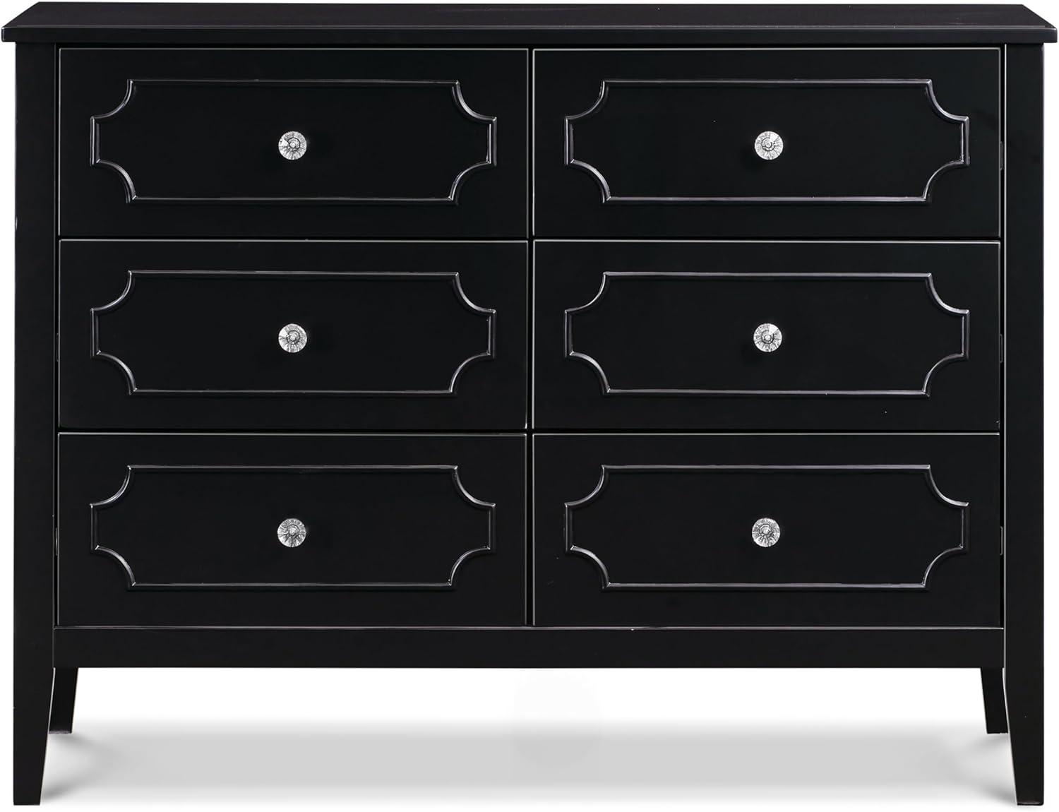 Ebony 6-Drawer Dresser with Crystal Knobs