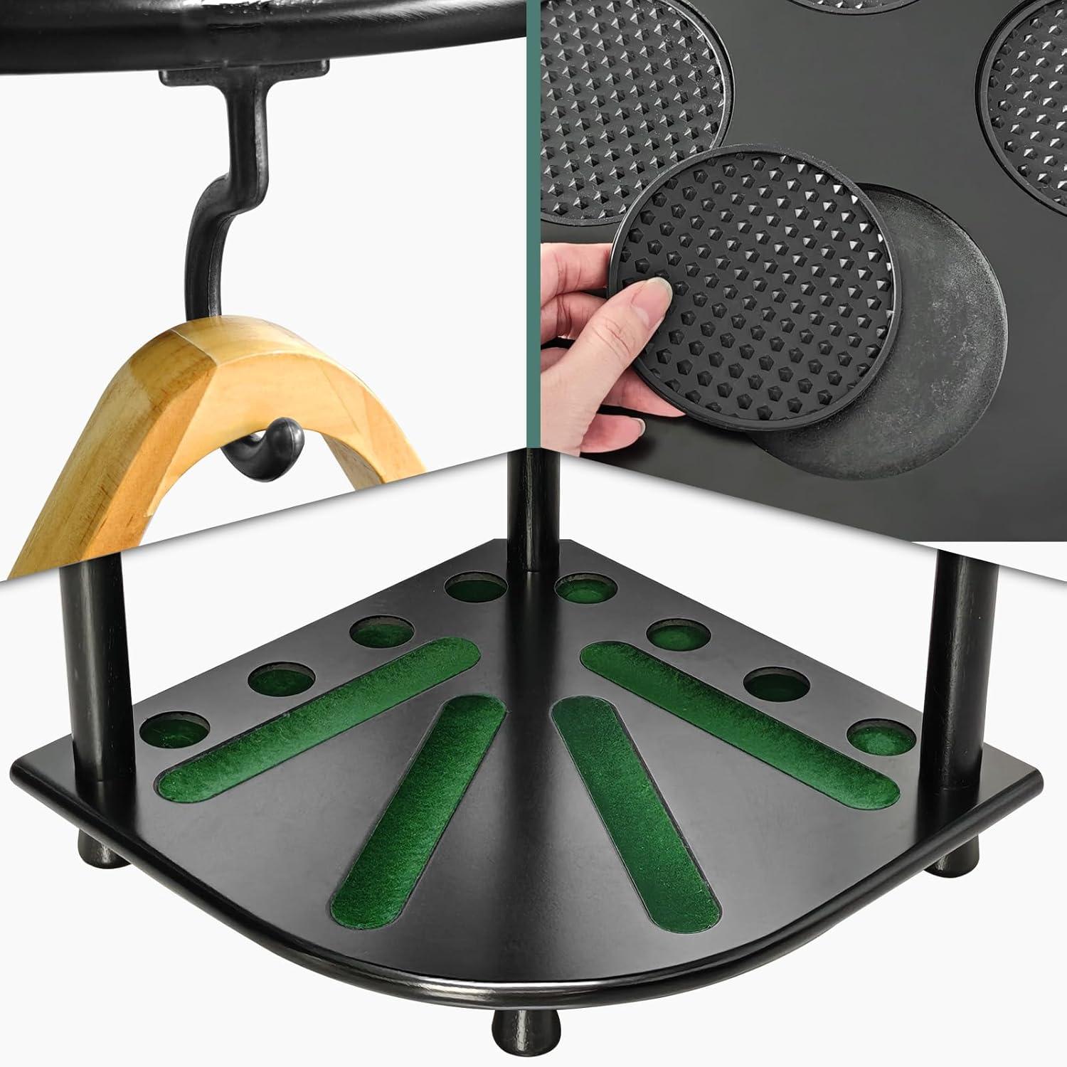 Wood Pool Cue Rack Solid Pool Stick Holder,Black Floor Stand Holds 8 Pool Billiard Stick Billiard Cue Racks,Pool Table Accessories for Game Room,Club