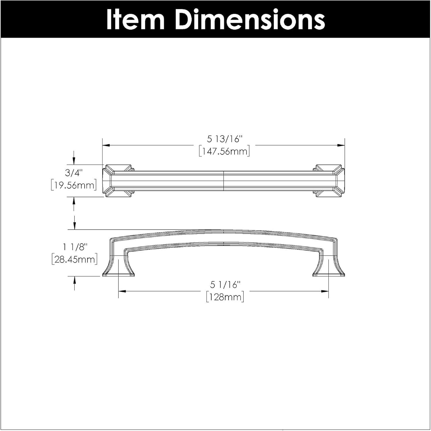 Bridges Kitchen Cabinet Handles, Solid Core Drawer Pulls for Cabinet Doors, 5 1/16" (128mm)