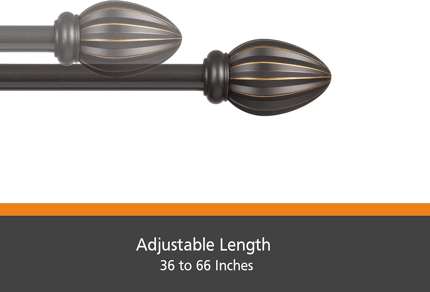 Kenney Bronze Adjustable Curtain Rod with Decorative Finials