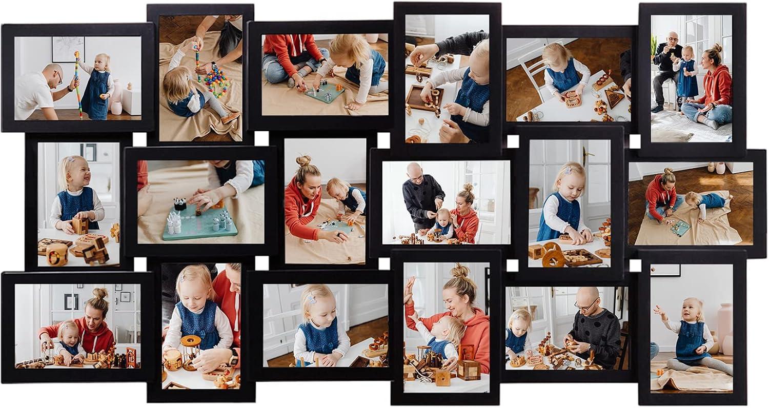 18 Piece Classic Black Family Photo Frame Set 6x4 inch Wall Gallery Collection Picture Frames