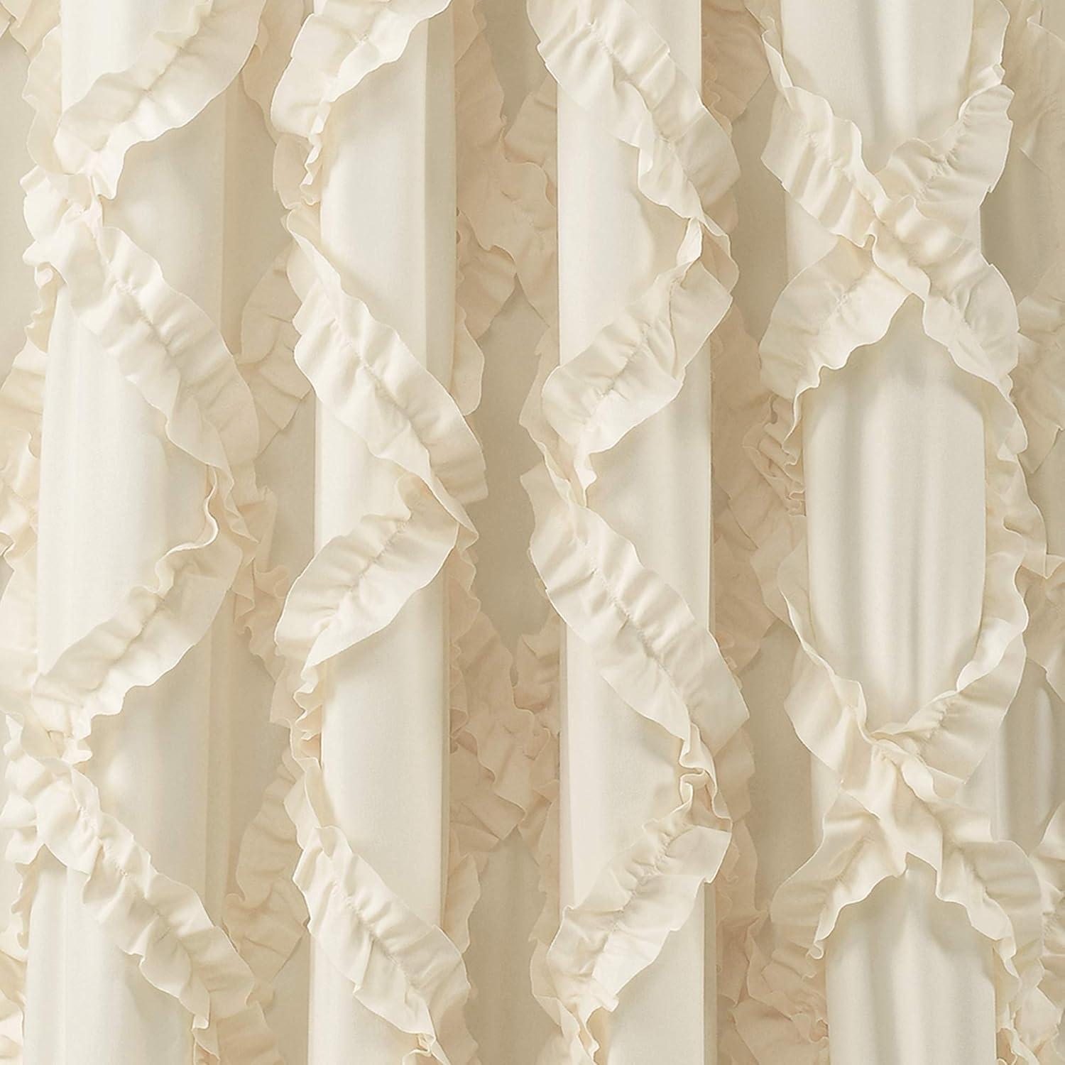 Lush Decor Ruffle Diamond Polyester Semi Sheer Curtain Pair (Set of 2)